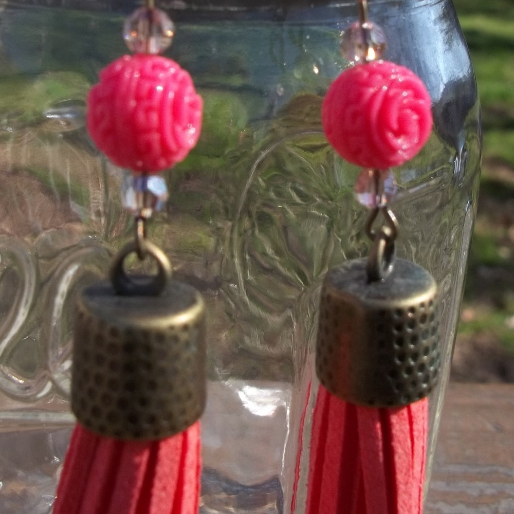 Coral Tassels Diffuser Earrings